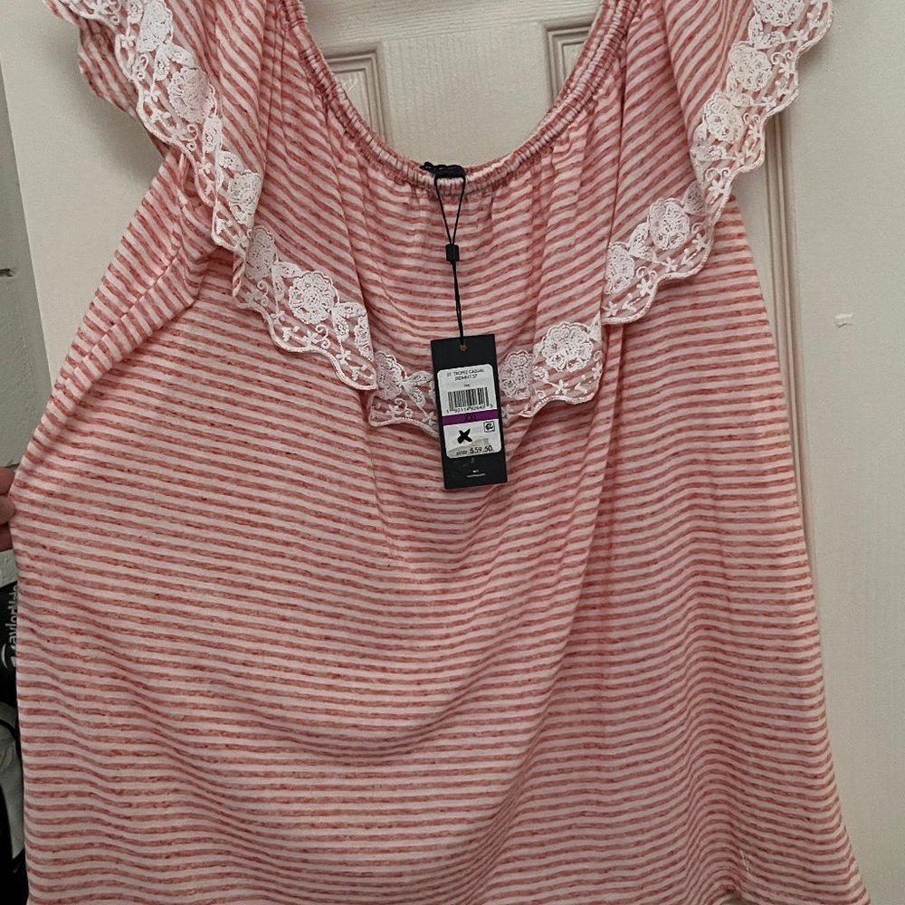 Off the Shoulder Striped Slim Fit Top XXL